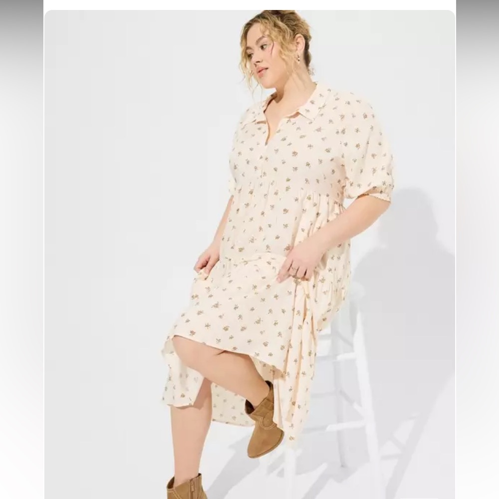 🔎Torrid Challis Floral Hi Low Shirtdress 2X NWT